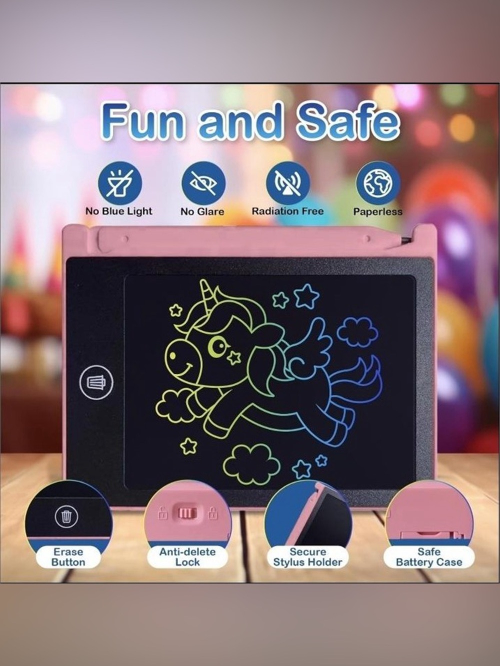 12 LCD Writing Tablets - Multi-Color - Picture 2 of 2